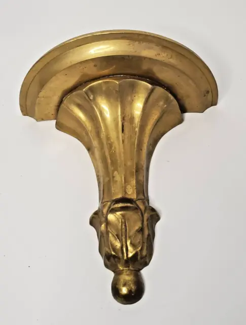 Vintage Art Nouveau Brass Wall Mounted Pedestal Shelf Display
