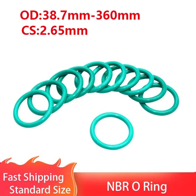 Uxcell 51mm OD 47mm ID 2mm Width Seal Fluorine Rubber O-Rings Green 10 Pack