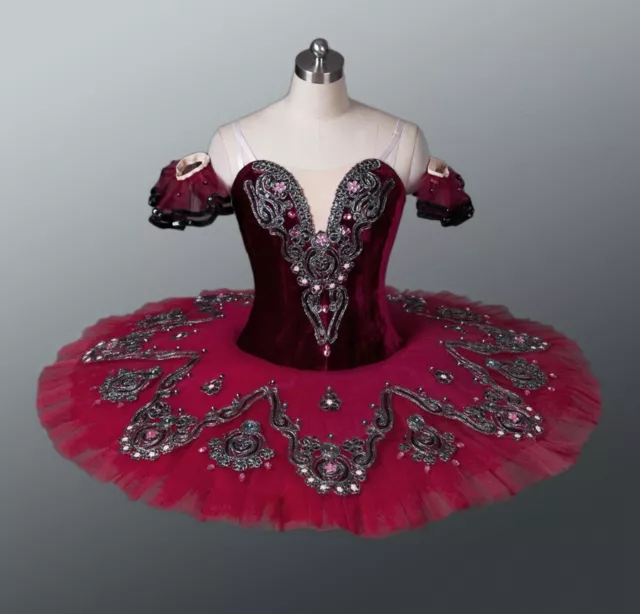 Burgundy Ballet Pancake Tutu For Girls Professional Tutu Ballet Stage Costume