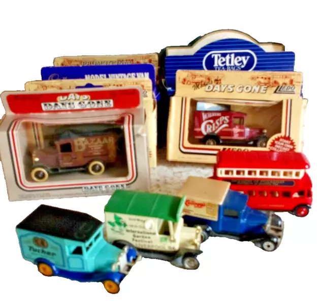 Job Lot Of 10 LLEDO Die-cast Model Vehicles Bus-Van & Fire Engine Cadburys ETC