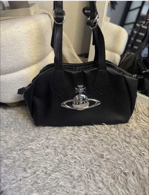 VIVIENNE WESTWOOD BLACK Big Orb ACORD Tote Handbag Boston Bag 