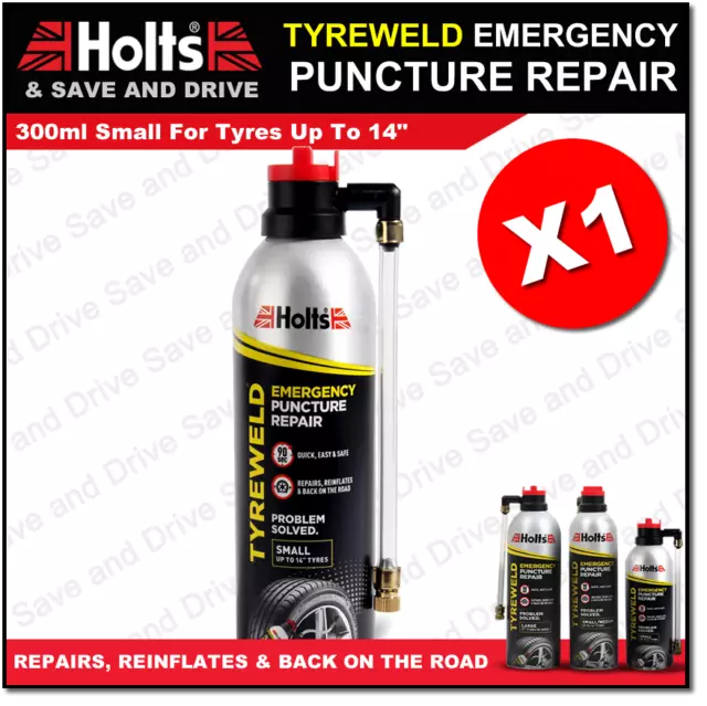 Holts Tyre Weld Emergency Puncture Repair 300ml Seals & Inflates Tyreweld