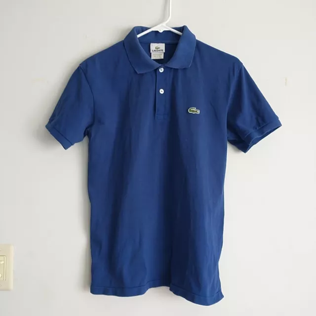 LACOSTE  Polo Shirt Men Blue Crocodile Logo Pique Mesh Cotton Golf Preppy 5/S*