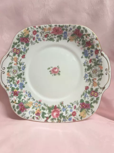 crown staffordshire bone china thousand flowers English Cake Plate ✅ 1213