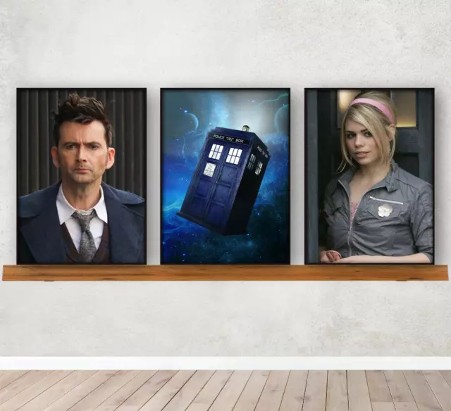 Doctor Who David Tennant & Rose Tyler set di 3 stampe arte da parete camera da letto incorniciata A4