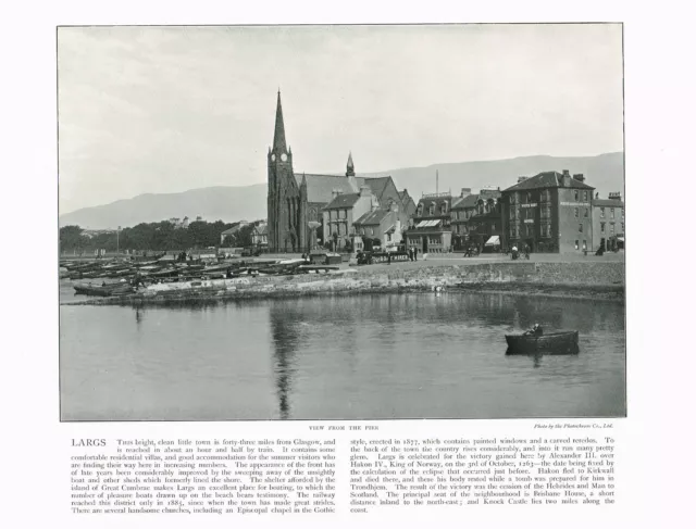 Largs From The Pier Scotland Antique Victorian Print Old Picture 1900 ROC#57