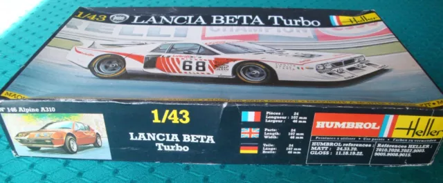 HELLER LANCIA BETA Turbo 1/43 N° 186 MAQUETTE A MONTER