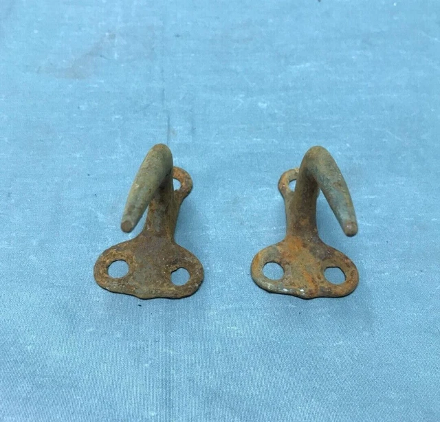Vintage Small Pair Metal Wall Rack Meat Hooks Old More Available 883-22B 9