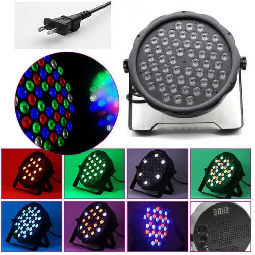DJ Slim Par64 RGBW 54X3W LED PAR 3in1 DMX Outdoor Color Mixing Party Stage Lamp