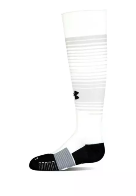 Under Armour Kids White Black OTC Nylon Global Football Soccer Socks Size L(1-4)