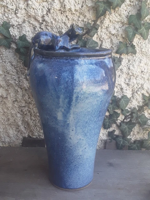 Vase Vintage Céramique Gres La Borne Zoomorphe "chat"  XXÈME  SIGNÉ