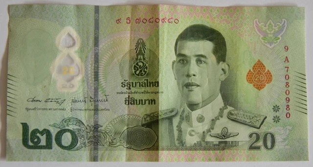 THAILAND BANKNOTE 20 Baht King Rama X Vajiralongkorn Thai Money £3.17 ...