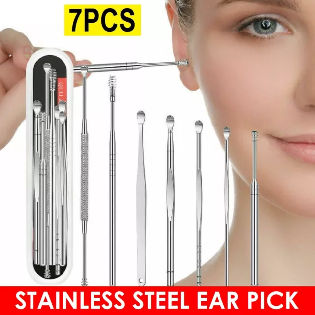 Stainless Steel Ear Pick Wax Cleaner Earpick Curette Remover Earwax Removal Tool