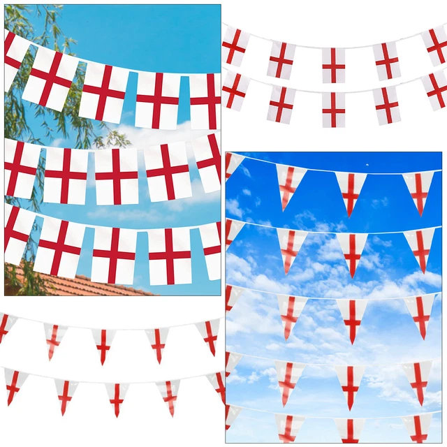 Festone Bandierine Inghilterra 3,7m - 8 Bandiere Per Decorazioni Festa, Calcio, Incoronazione Re - Striscione In Rayon - 2