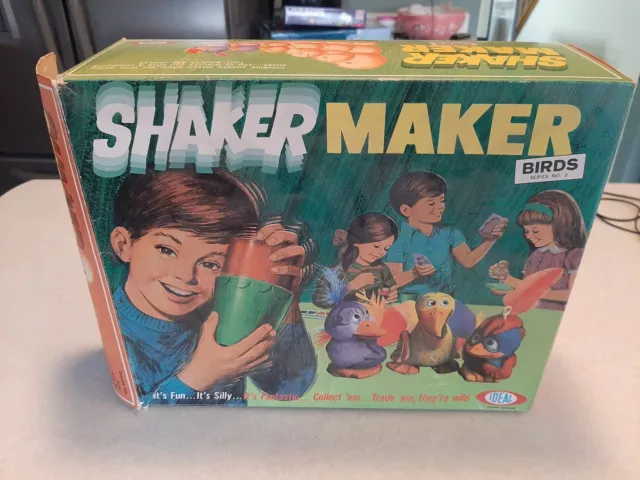 De colección 1971 Ideal Toys Shaker Maker Pájaros Bonito Completo en Caja con 5 Paquetes de Mezclas