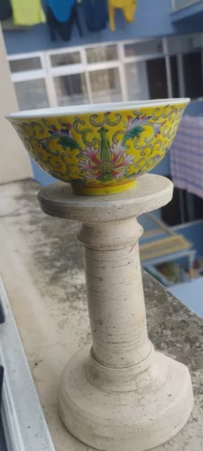 A Very RARE Yellow Cup  Chinese Qing Dynasty Flower Antique