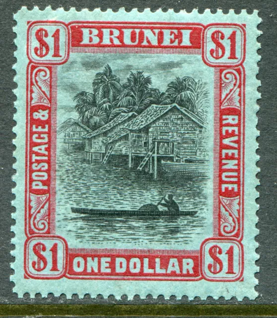 Brunei 1924-37 $1 SG 78 hinged mint (cat. £35) toned gum
