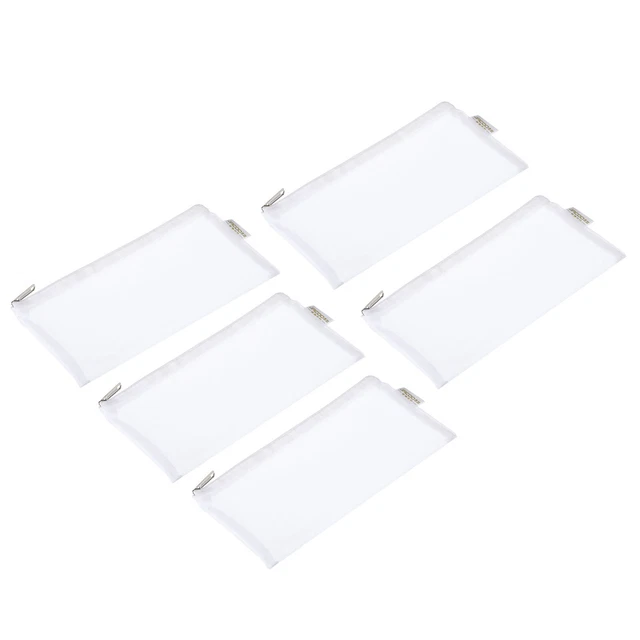 5pcs Mesh Cosmetic Bags, B6 Nylon Zipper Bag Travel Toiletry Pouch, White