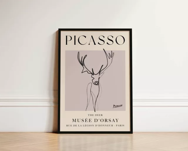 The Deer Pablo Picasso Print Animal Wall Art Nature Line Drawing Poster Artwork