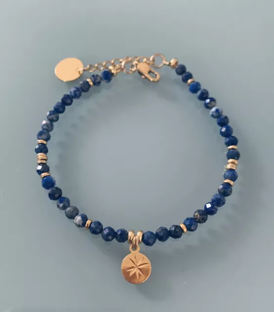 Bracelet Lapis-lazuli Et Rose Des Vents Idée Cadeau Femme 2