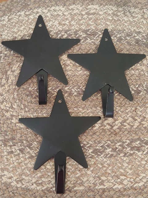 Amish forged black wrought iron Large star hook w mounting screw - durable metal 2