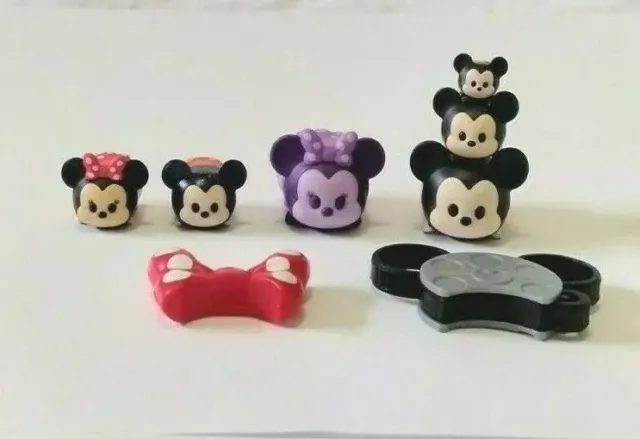 Disney Mickey Red Purple Minnie Mouse Vinyl Tsum Tsum Toy Figures w accesories 3