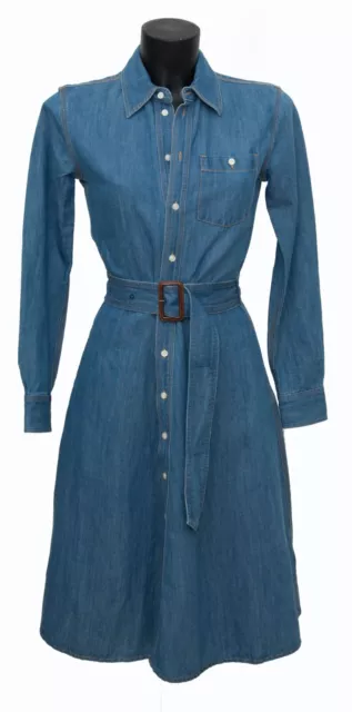 Ralph Lauren Cotton Linen Denim Shirt Dress Size 4 UK 0 US