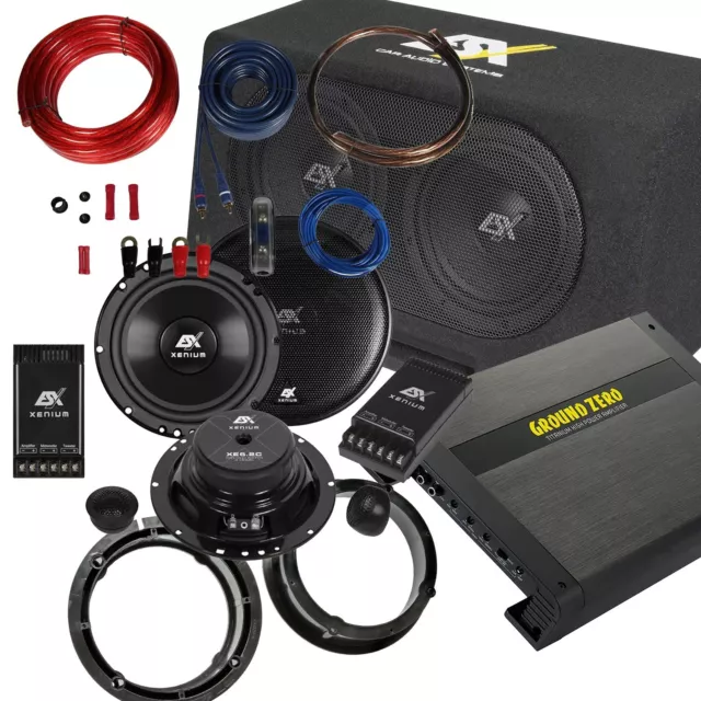 Car HiFi Komplett-Set Dual Subwoofer Lautsprecher Verstärker für VW Golf IV