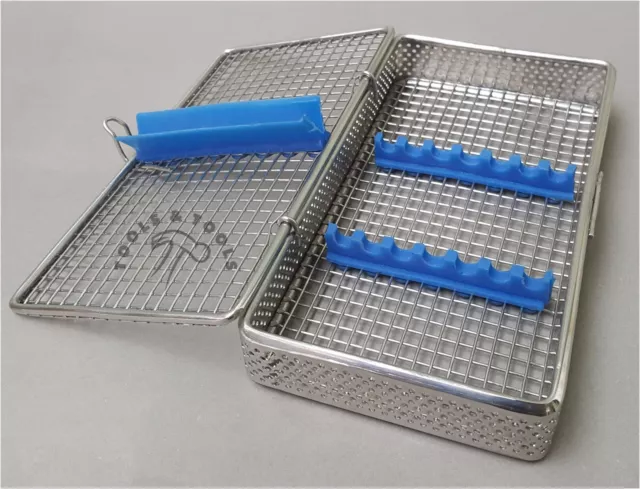 Perforated Mesh Sterilisation Cassette Rack Tray 7 Dental Instruments Autoclave