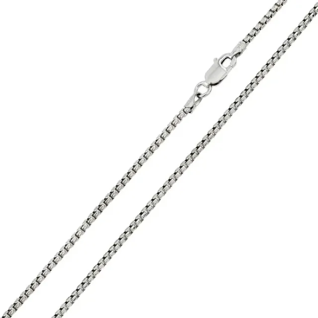 Silver 925 Rhodium Plated Round Box 050 Chain 2.6mm