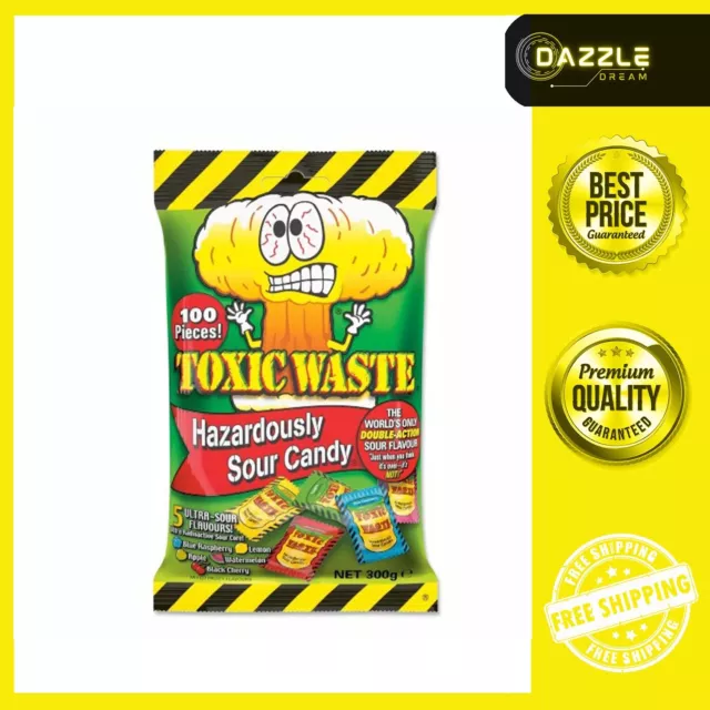 TOXIC WASTE  3-Pack Toxic Waste Original Yellow Drums of Assorted Sour  Candy - 5 Flavors