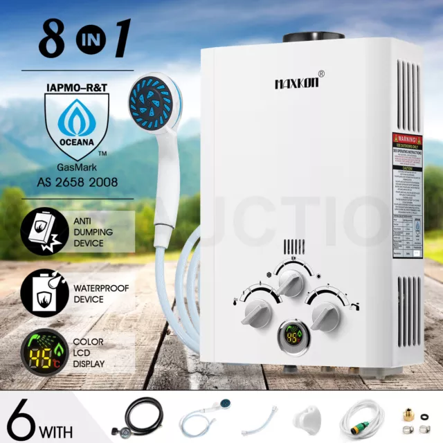 MAXKON 4WD Gas Hot Water Heater Portable Shower Camping LPG Outdoor Instant