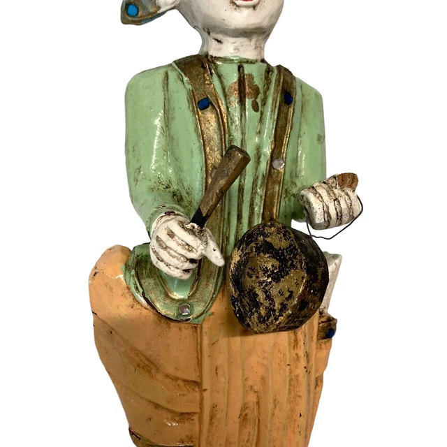 Hand Carved Wooden Burmese Tibetan Asian Temple Musician Dancer Wall Hanging 9
