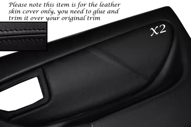 Black Stitch 2X Front Door Cards Leather Covers Fits Toyota Celica Mk6 94-98