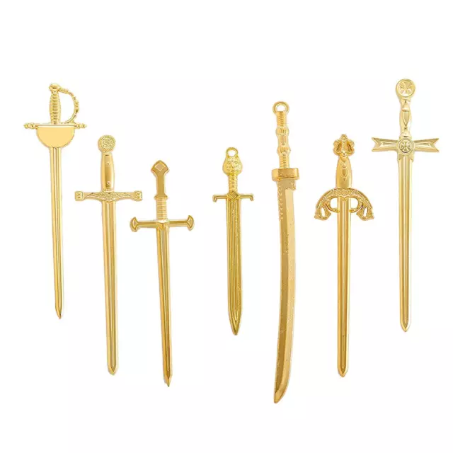 7Pcs Long Knife Charms Long Swords Pendants Miniature Fencing Sword Bookmark