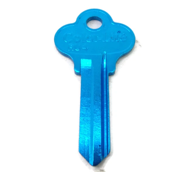 RU4 BLUE Anodized Aluminum Key Blank Color-Lite Cole National U.S.A.