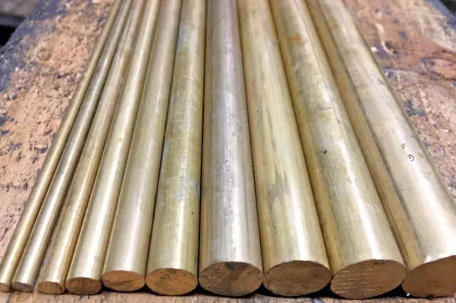 Brass CZ121 Solid Bar Stock Round Rod Metal 4mm - 20mm Diameter - 1000mm Lengths