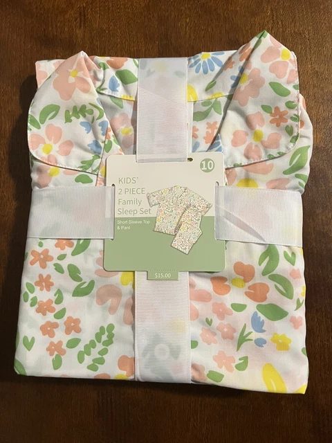 Kid's Size 10  Mommy & Me Matching Family Pajama Sleep Set Girls White Floral