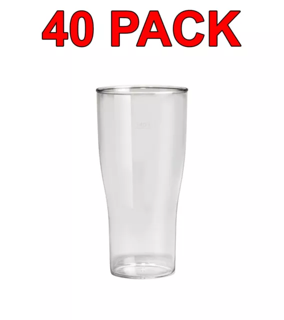 Eco-Friendly Reusable Plastic Beer Glass Glasses Party Catering 520ml 40 Pack