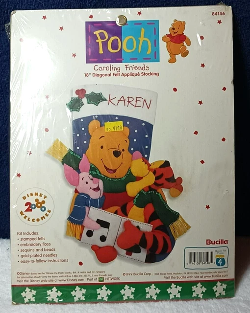Bucilla Pooh 1999 Tigger & Piglet Caroling Friends #84146 de colección
