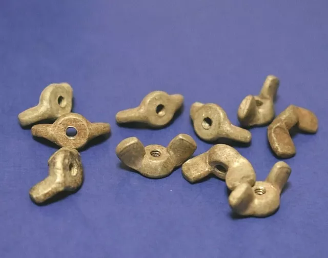 12 Vintage Steel Wing Nuts 6-32 Thread New Old Stock