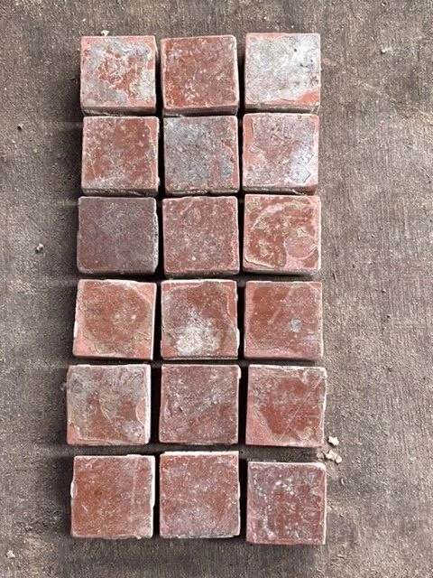 Antique Victorian Maw & Co Red 1 inch square Encaustic Floor Tiles Reclaimed