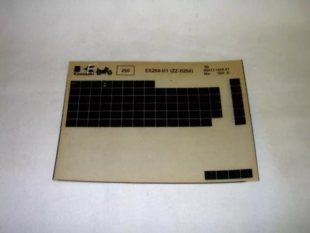 Kawasaki Ex250 Ex 250 H1  (Zz-R250) Gen Part Catalogue Microfiche