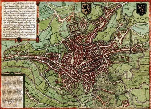 Reproduction plan ancien de Gand (Gent) 1572