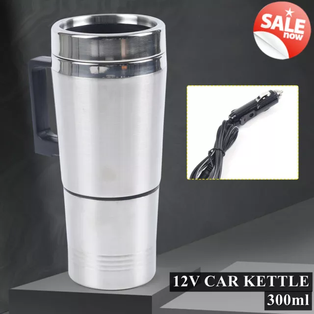 12V 300ml Car Heating Travel Coffee Mug Stainless Steel Heated Thermos Mug