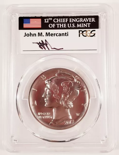 2017 $25 Palladium 1 Oz. Eagle Graded by PCGS as MS70 First Strike Mercanti Sign