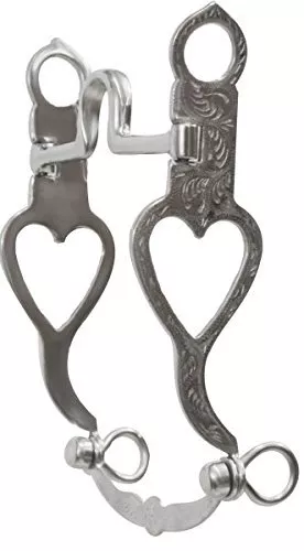 Showman Stainless Steel Bit w/ Fully Engraved Silver Open Heart Cheeks