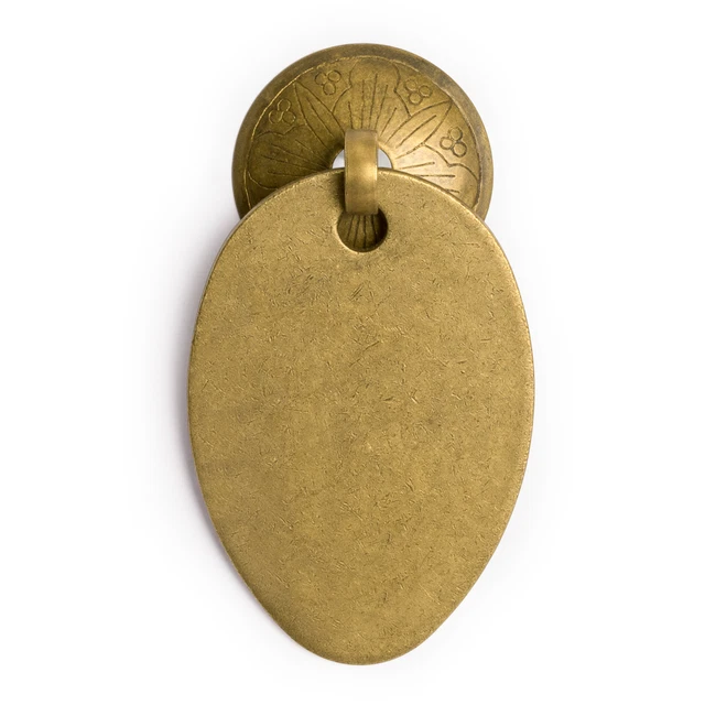 Hardware Philosophy Oval Pulls with Engraved Round Backplate 2.6" - Set of 2