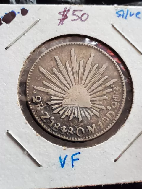 1848 Mexico silver Zs O.M  2 Reales  First Republic