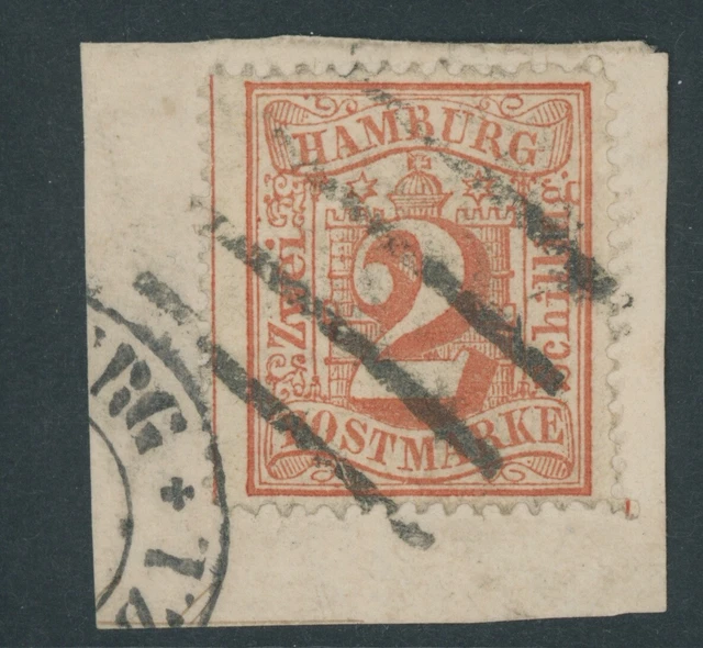 Hamburg Mi. Nr. 13 gestempelt auf LUXUS Briefstück